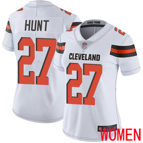 Cleveland Browns Kareem Hunt Women White Limited Jersey #27 NFL Football Road Vapor Untouchable->women nfl jersey->Women Jersey